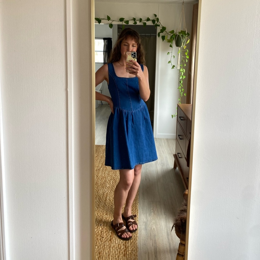 Blue Denim Sleeveless Dress